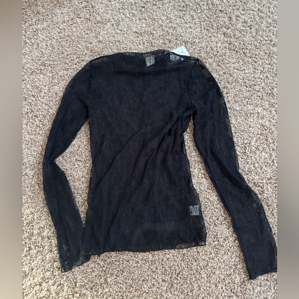 NWT- Very J Black Lace Long Sleeve Top